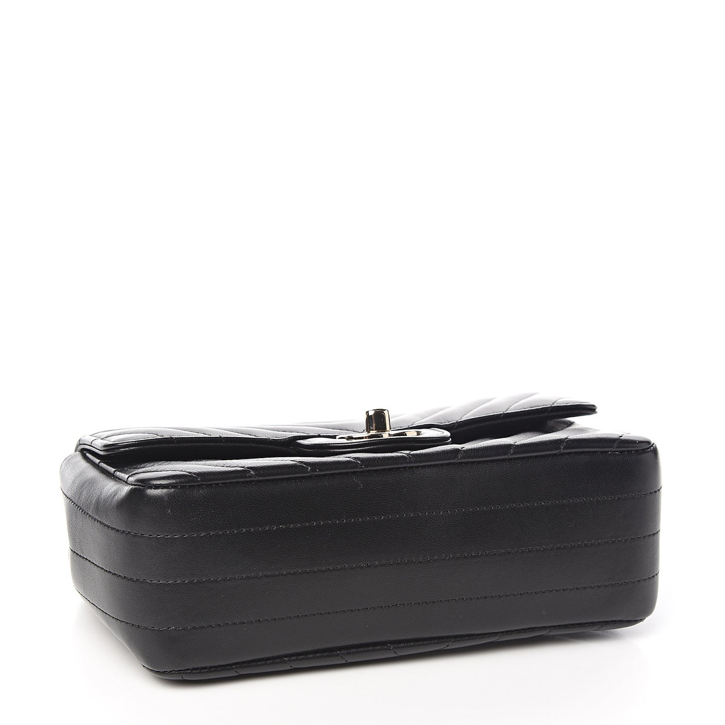 Lambskin Chevron Quilted Mini Rectangular Flap Black