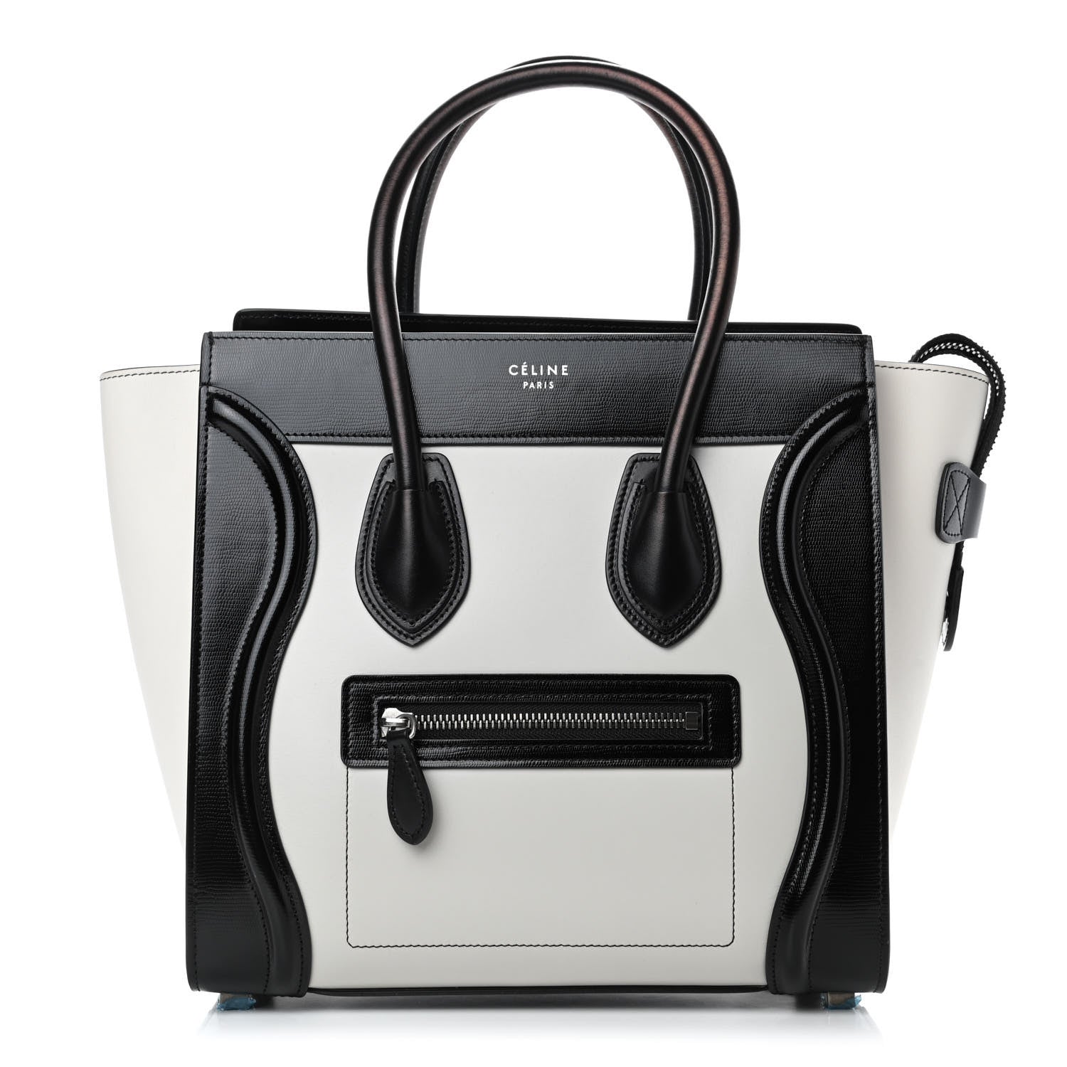 Celine Sleek Calfskin Micro Bi-Color Luggage Black White 1 of 6