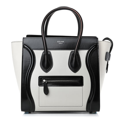 Celine Sleek Calfskin Micro Bi-Color Luggage Black White 1 of 6