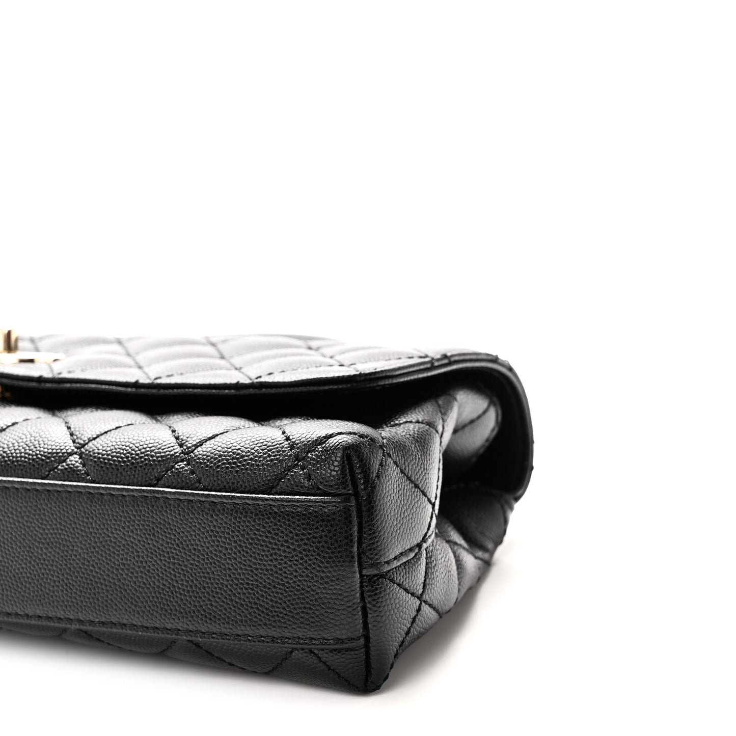 Caviar Quilted Maxi East West Coco Handle Flap Black
