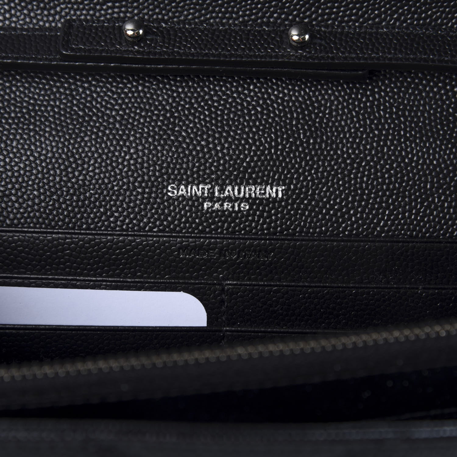 Saint Laurent Grain De Poudre Matelasse Chevron Monogram Chain Wallet Black 6 of 8