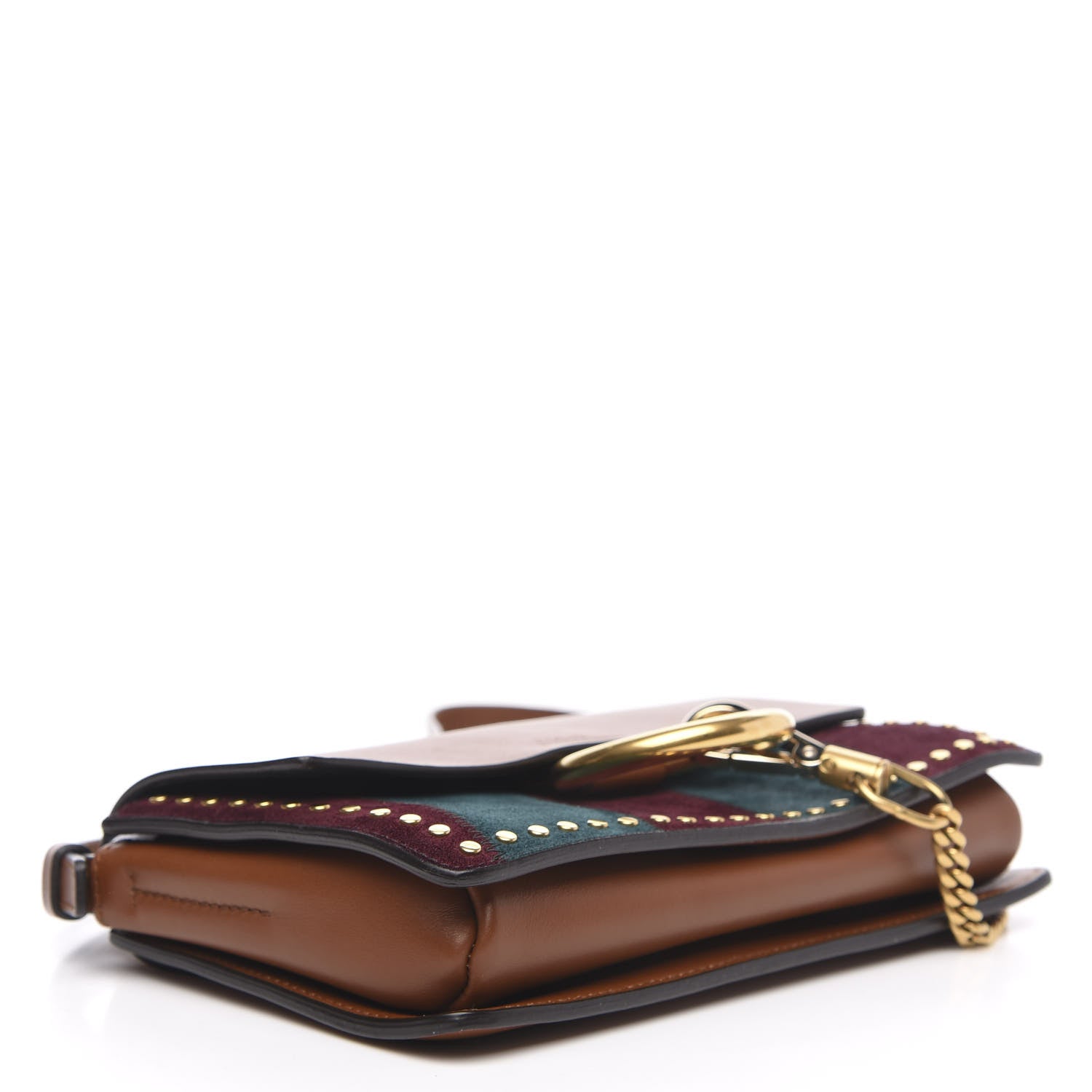 Chloe Suede Calfskin Studded Small Faye Shoulder Bag Brown 4 of 10