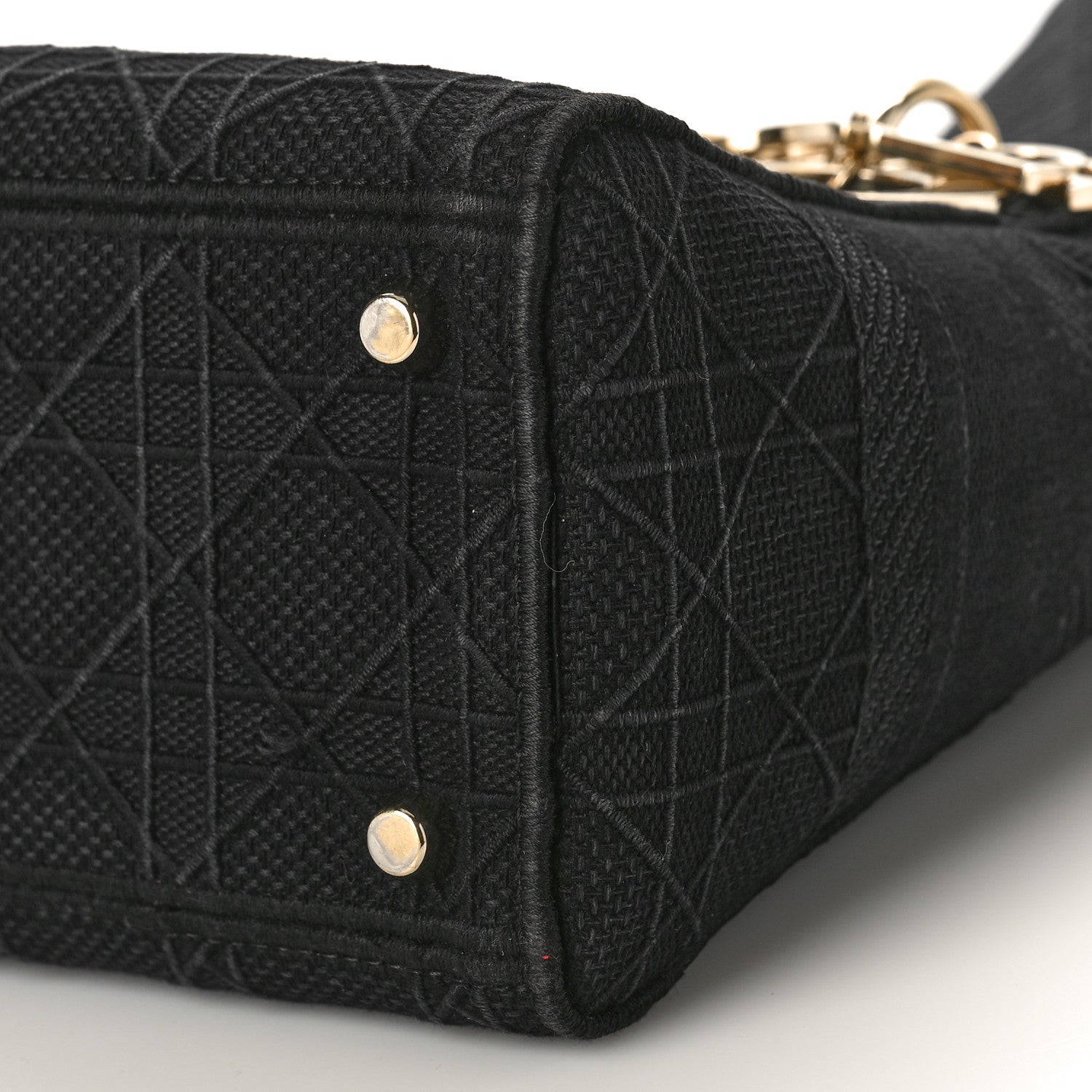 Christian Dior Canvas Embroidered Cannage Medium Lady D-Lite Black 9 of 9