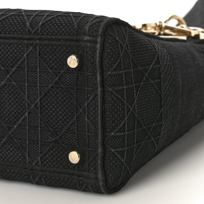 Christian Dior Canvas Embroidered Cannage Medium Lady D-Lite Black 9 of 9