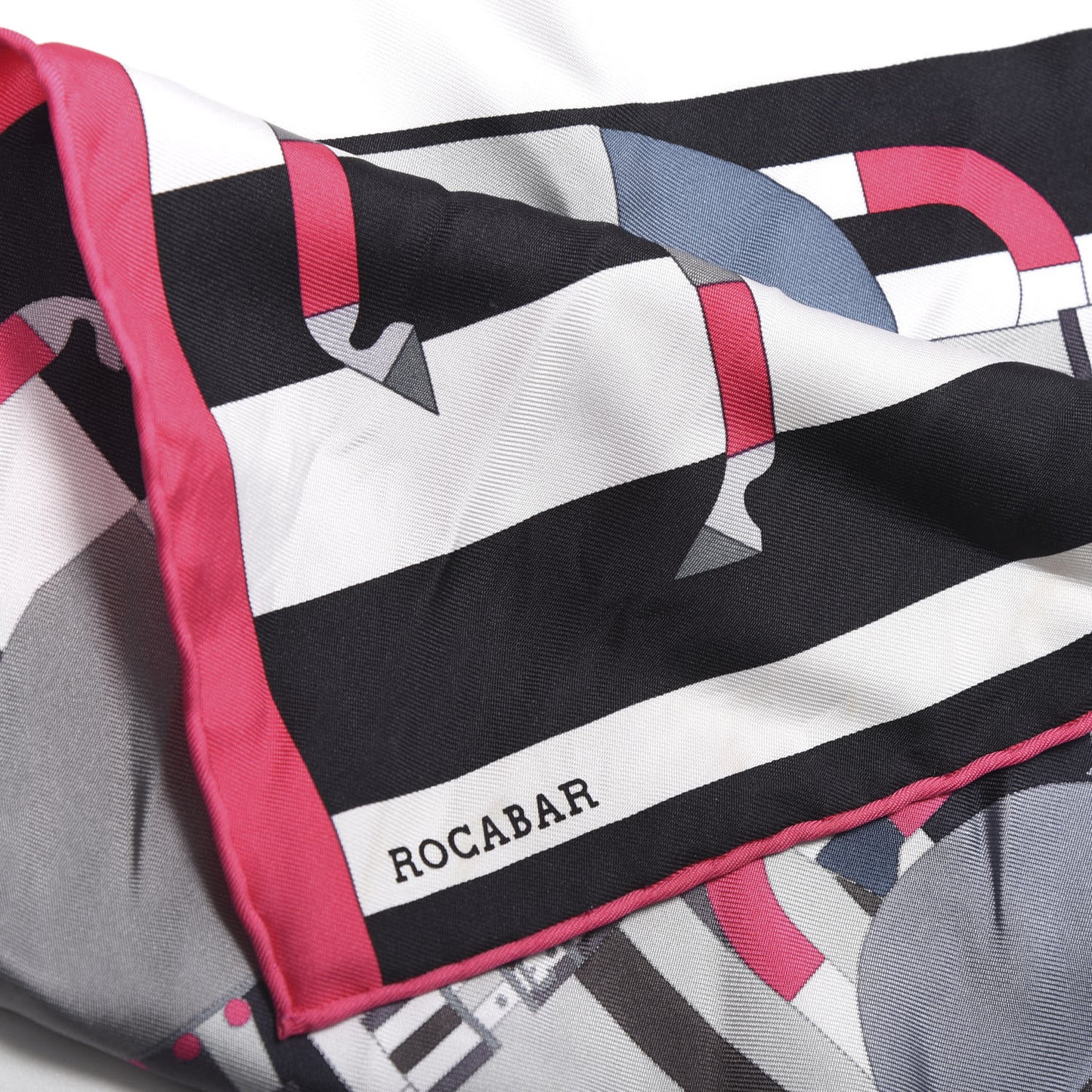 Silk Gavroche Rocabar Pocket Square Scarf Rose Vif Gris Black