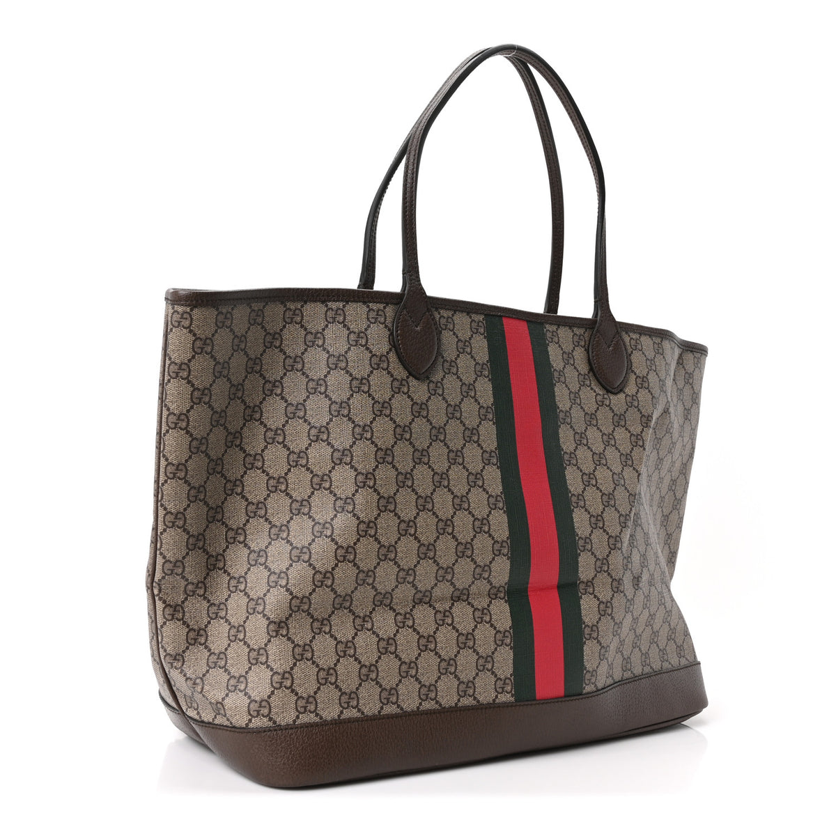 Gucci GG Supreme Monogram Textured Dollar Calfskin Web Large Ophidia Tote Beige Ebony New Acero 4 of 11