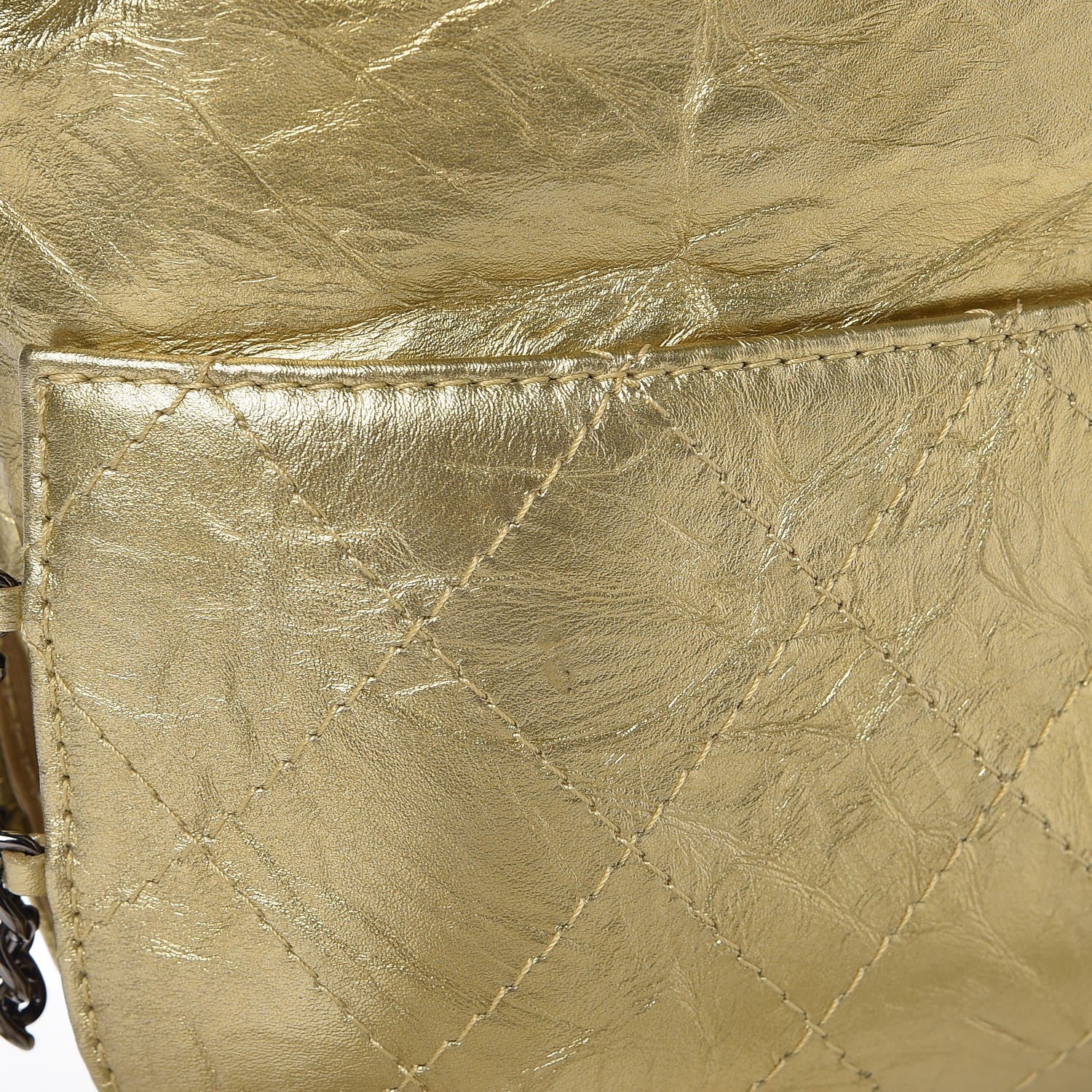 Chanel Metallic Aged Calfskin Quilted Small Gabrielle Bucket Gold 9 of 9