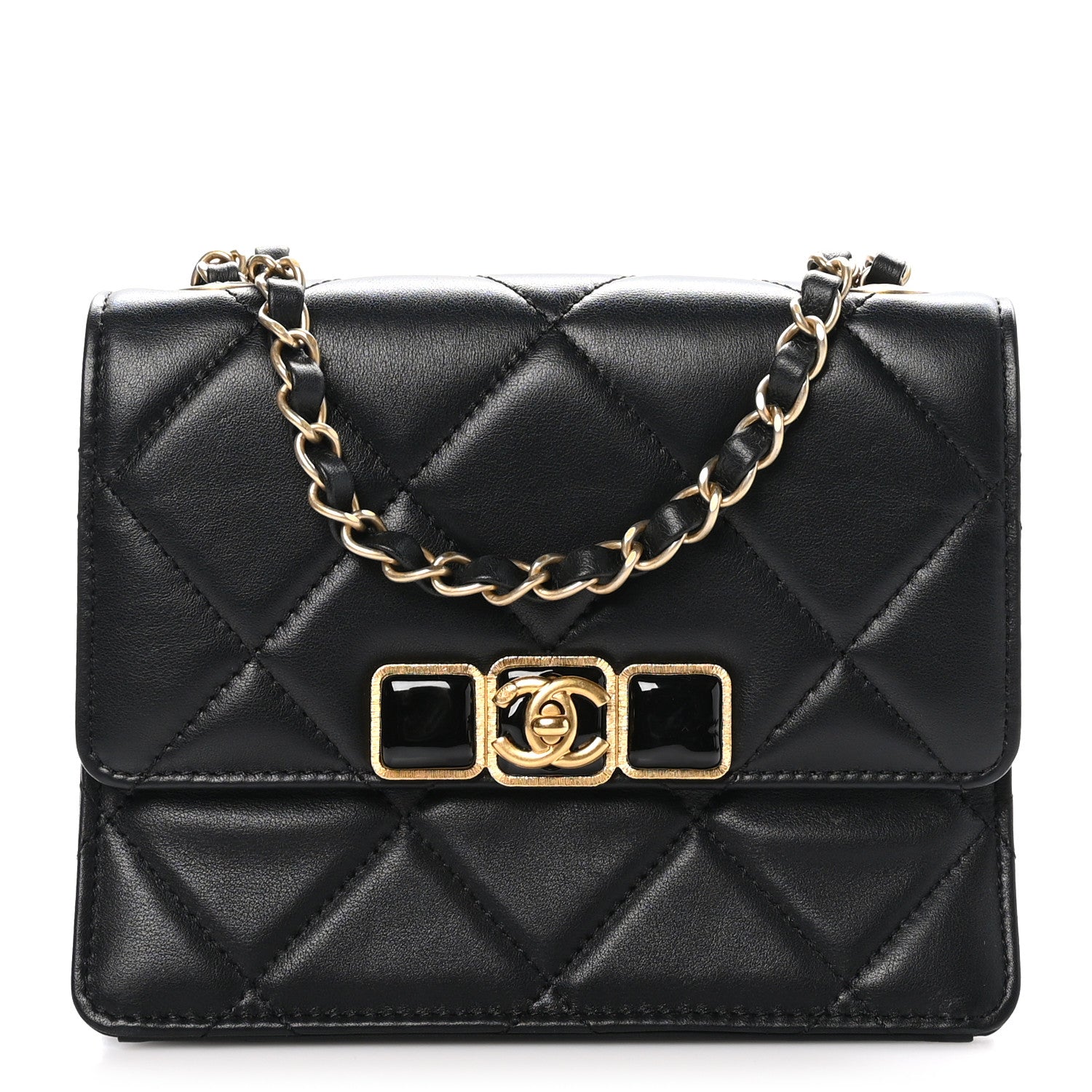 Chanel Calfskin Resin Quilted Mini Flap Black 1 of 12