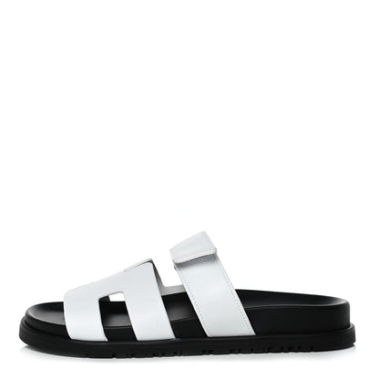 Hermes Calfskin Womens Chypre Sandals 37 White 1 of 10