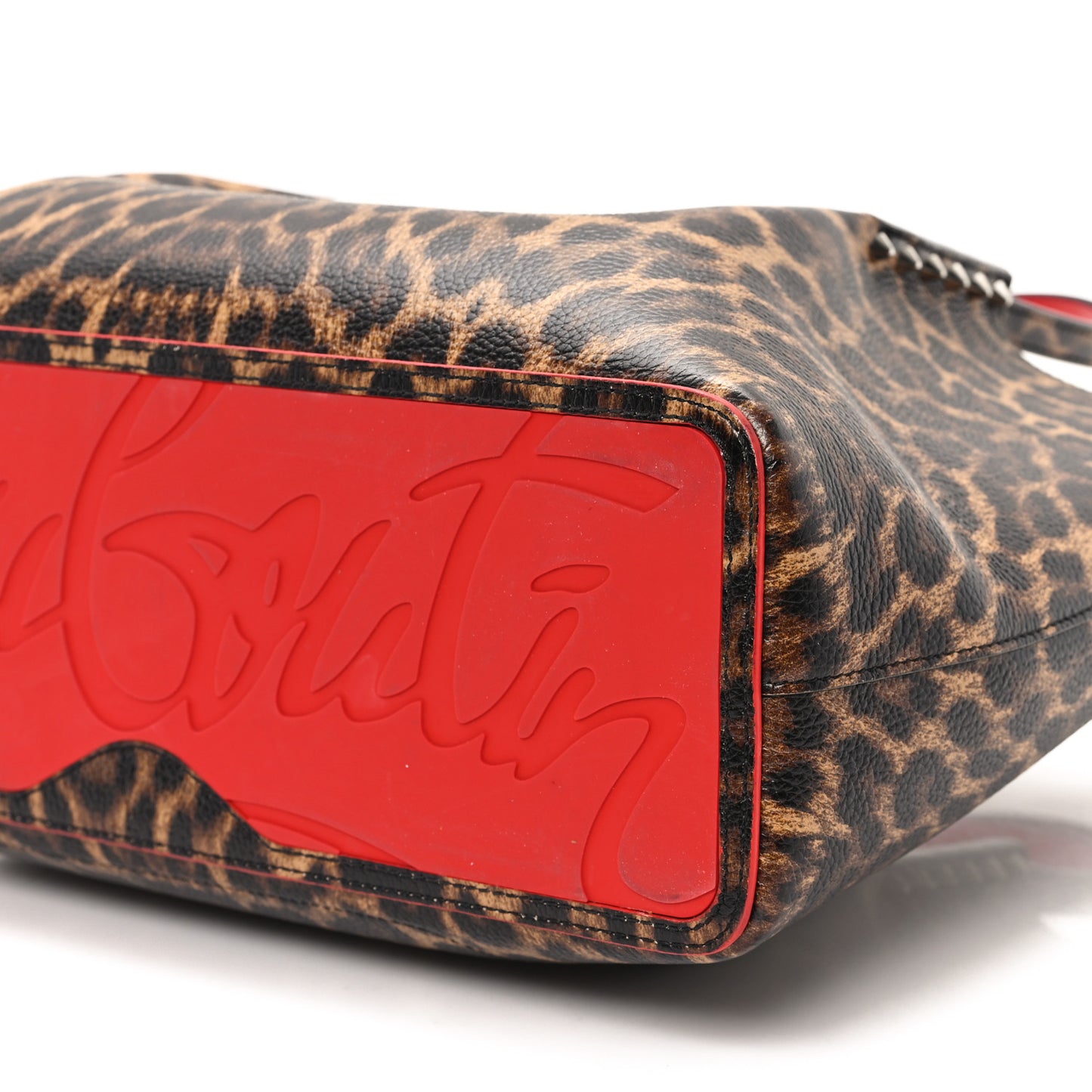 Calfskin Empire Leopard Print Spiked Small Cabarock Shopper Tote Brown