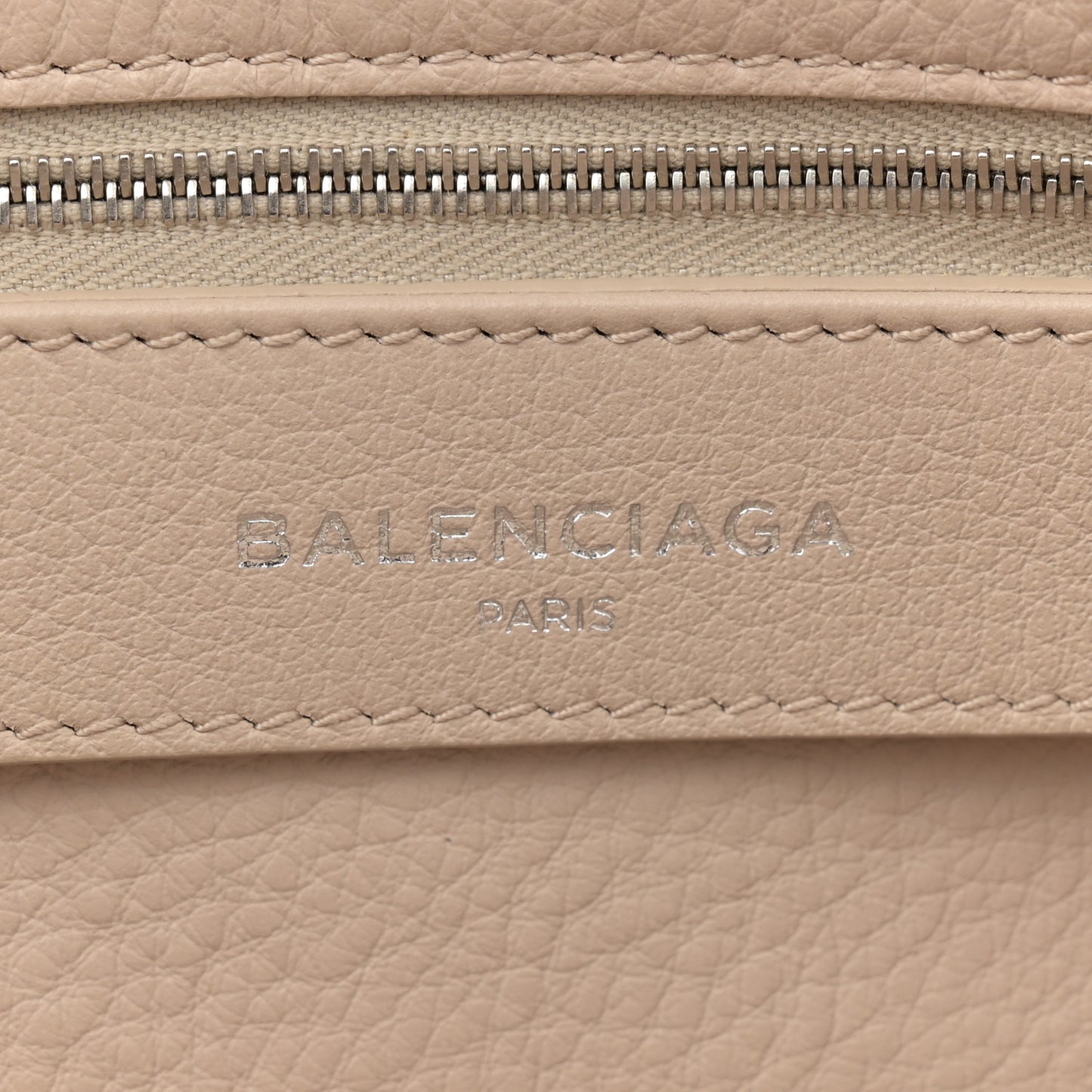 Grained Calfskin Papier Mini A4 Zip Around Tote Light Beige