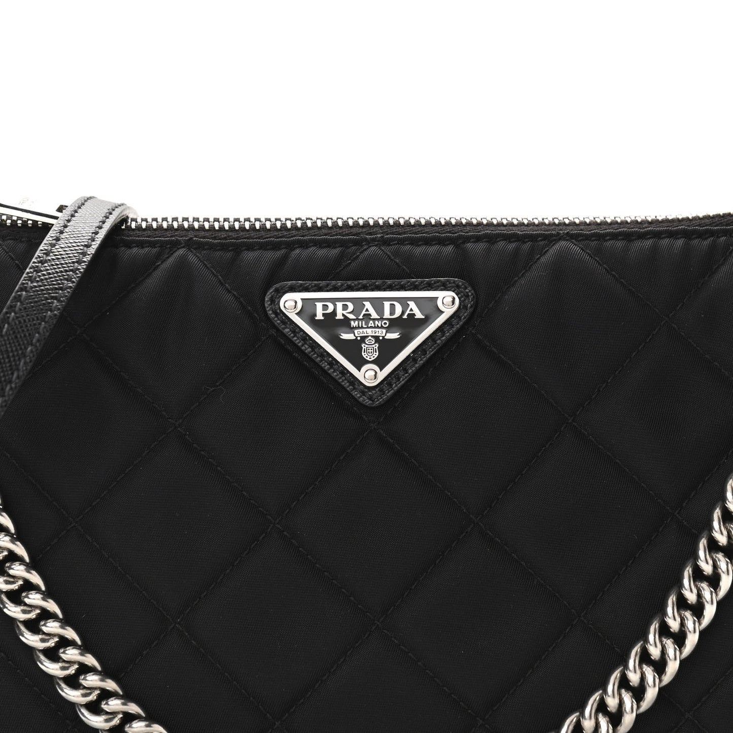 Nylon Tessuto Impuntu Quilted Crossbody Bag Black