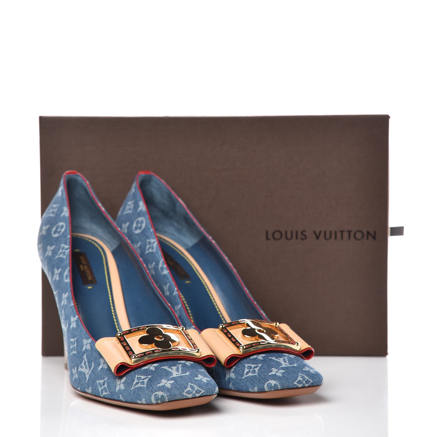 Louis Vuitton Denim Monogram Ginger Closed Pumps 40 Natural 9 of 9