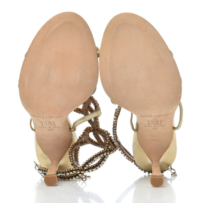 Jimmy Choo Metallic Calfskin Crystal Sandals 37 Gold 5 of 9