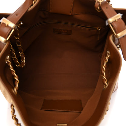 Chanel Suede Calfskin Shiny Lambskin Quilted Small Coco Base Shopping Bag Beige Camel 5 of 10