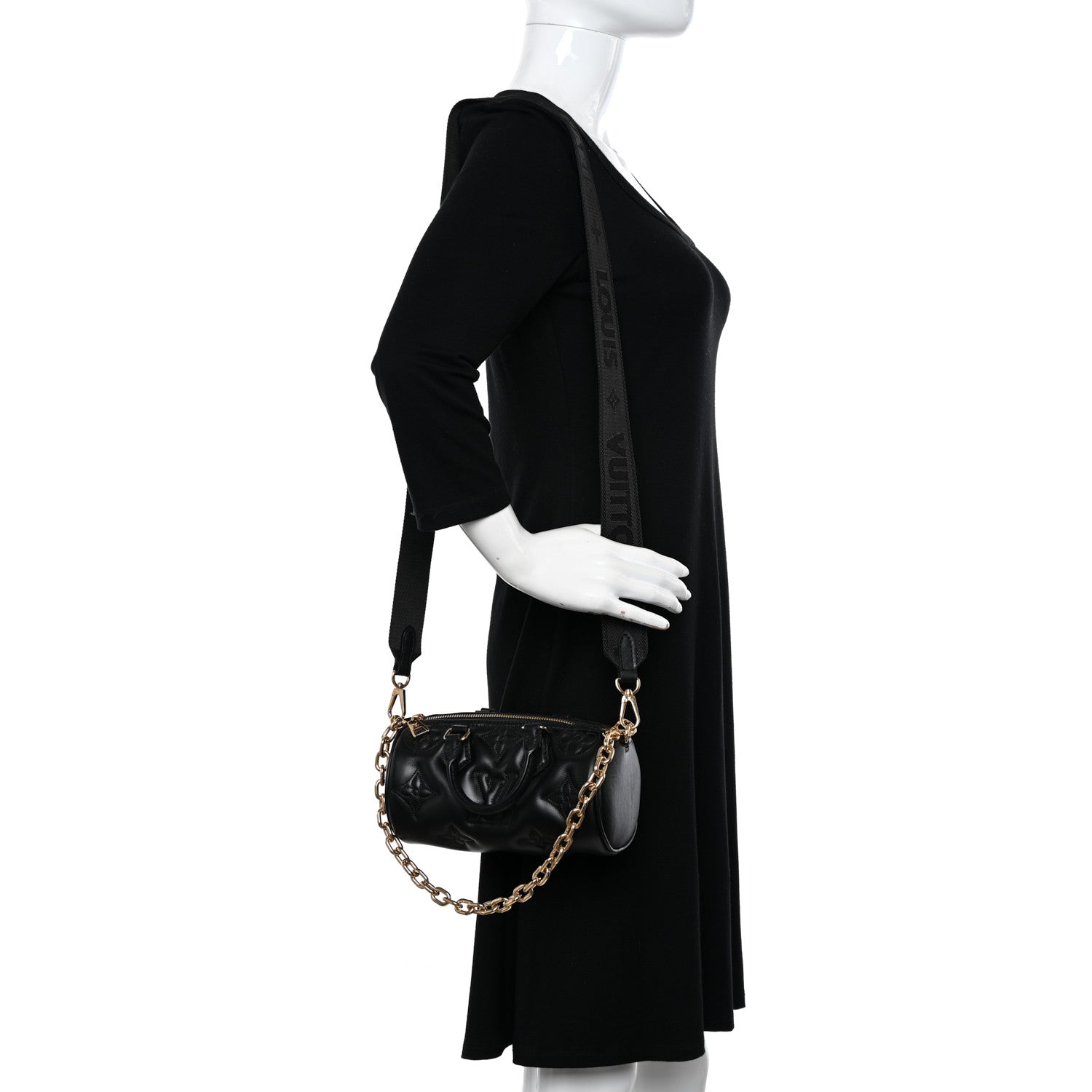 Louis Vuitton Calfskin Bubblegram Papillon BB Black 2 of 9