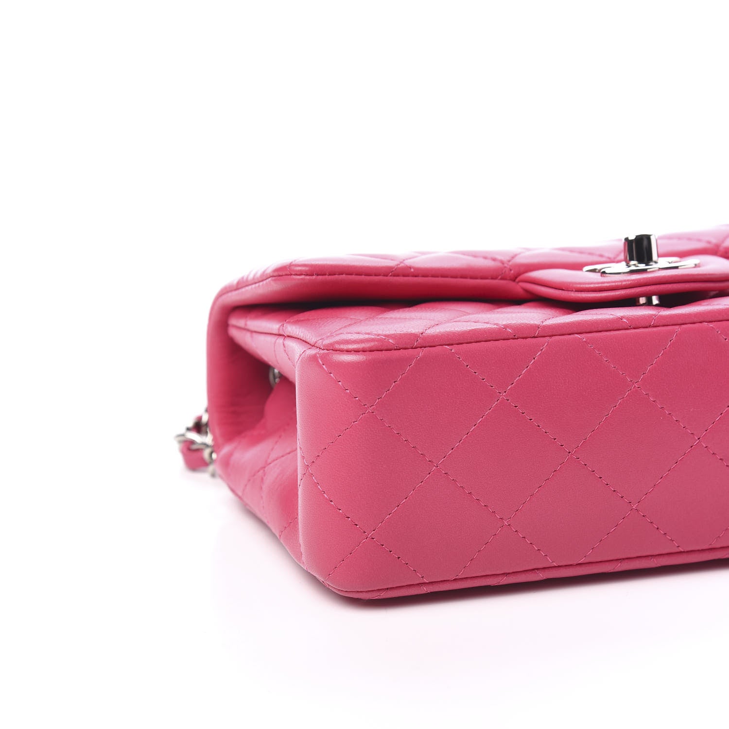 Chanel Lambskin Quilted Mini Rectangular Flap Dark Pink 7 of 9