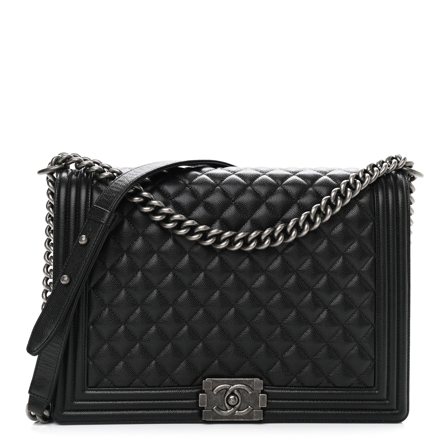 Caviar Quilted Large Boy Flap Black