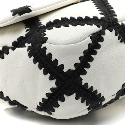 Chanel Calfskin Crochet Medium Chanel 19 Flap White Black 5 of 8