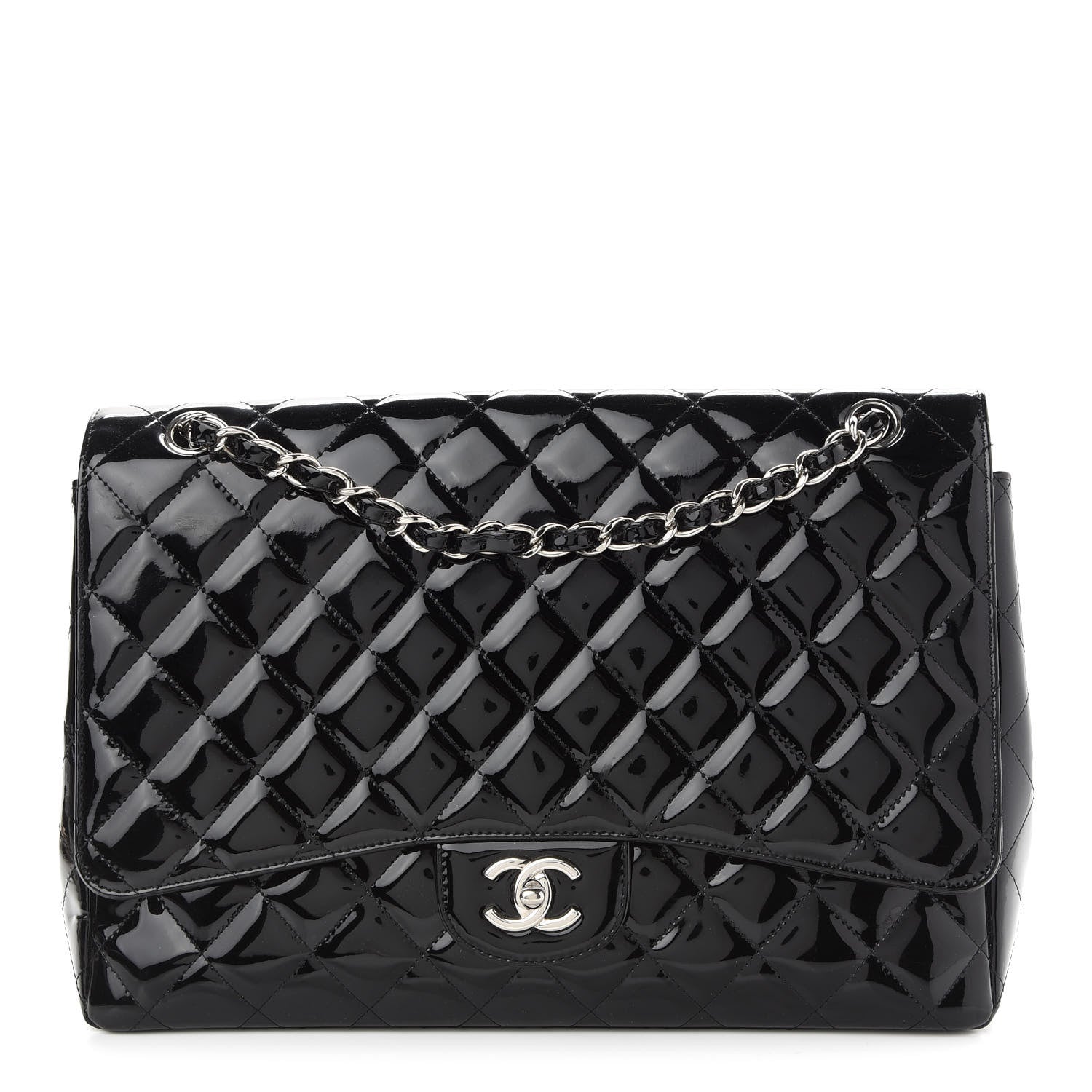 Chanel Patent Quilted Maxi Single Flap Black 1 of 9