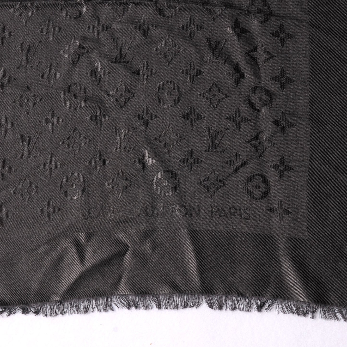 Wool Silk Monogram Shawl Anthracite