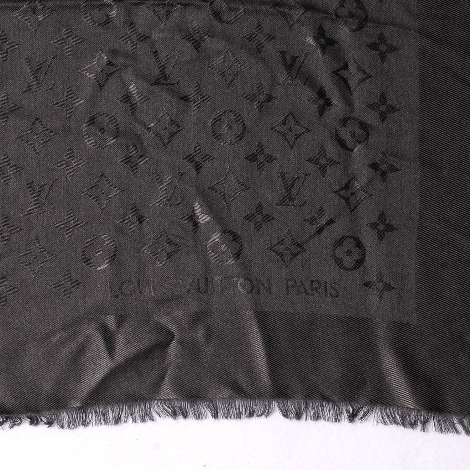 Louis Vuitton Wool Silk Monogram Shawl Anthracite 1 of 4