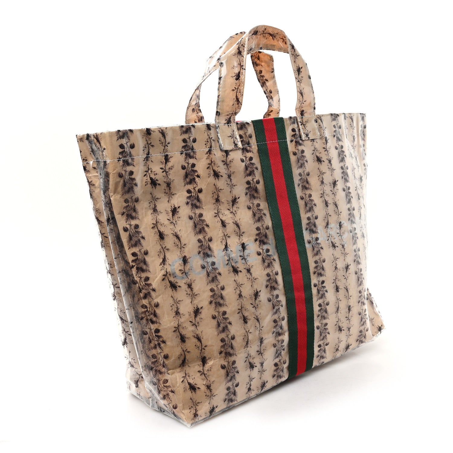 Gucci X COME DE GARCONS Plastic Web Floral Paper Shopper Tote 3 of 11