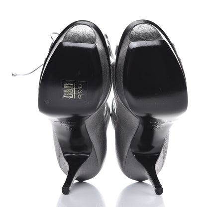 Saint Laurent Metallic Suede Tribute Sixteen 75 Lace Up Platform Sandals 38 Acciaio 5 of 10