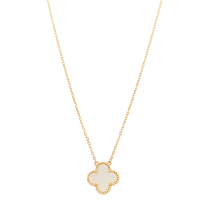 Van Cleef & Arpels 18K Yellow Gold Mother of Pearl Vintage Alhambra Pendant Necklace 1 of 6