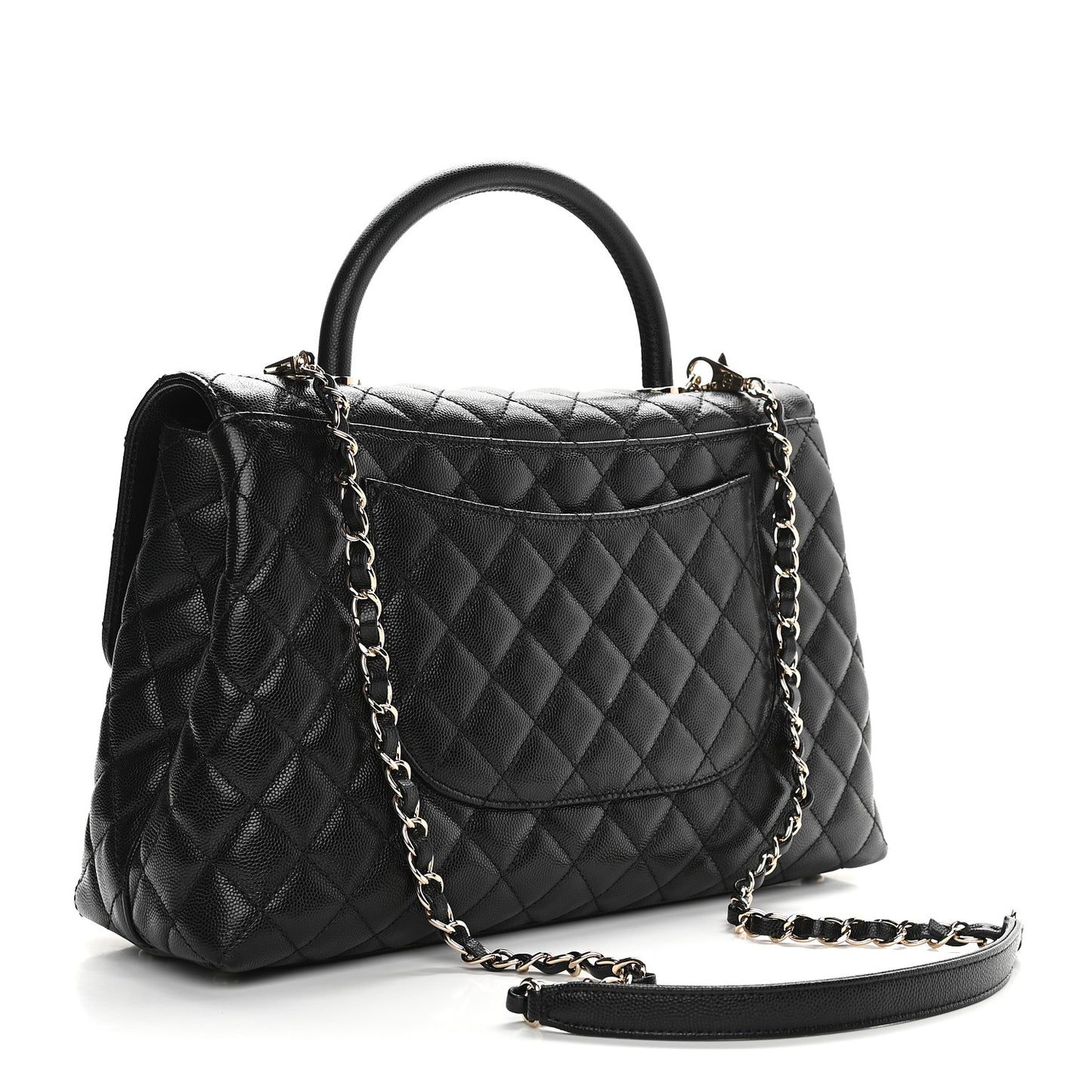 Caviar Quilted Medium Coco Handle Flap Black