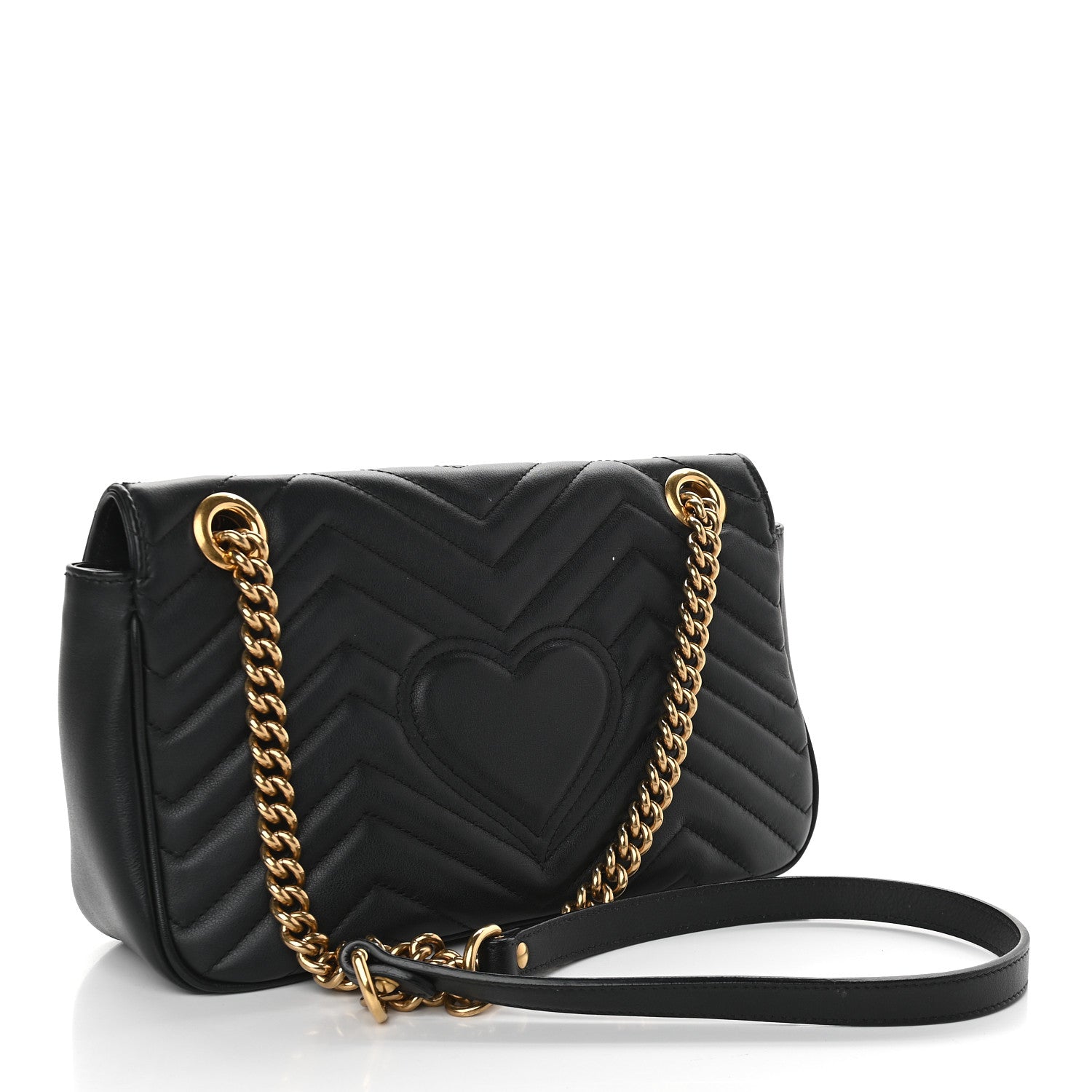 Gucci Calfskin Matelasse Small GG Marmont Shoulder Bag Black 3 of 10