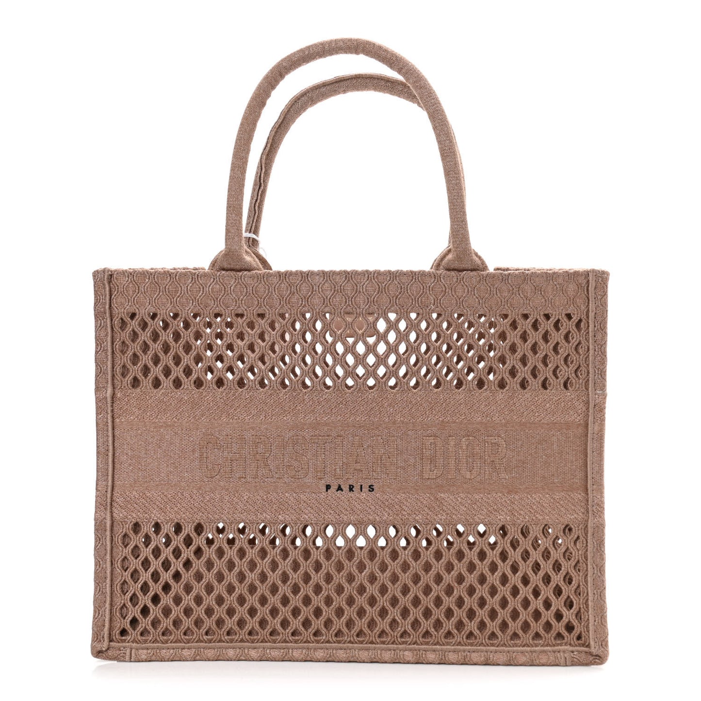 Mesh Embroidered Medium Book Tote Clay