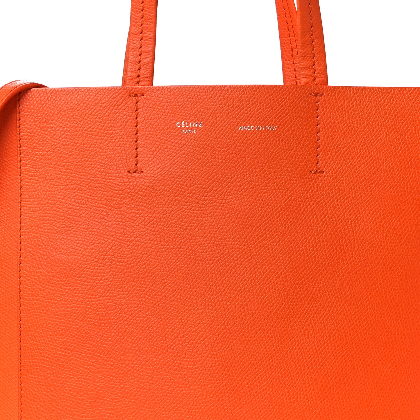 Grained Calfskin Small Vertical Cabas Orange
