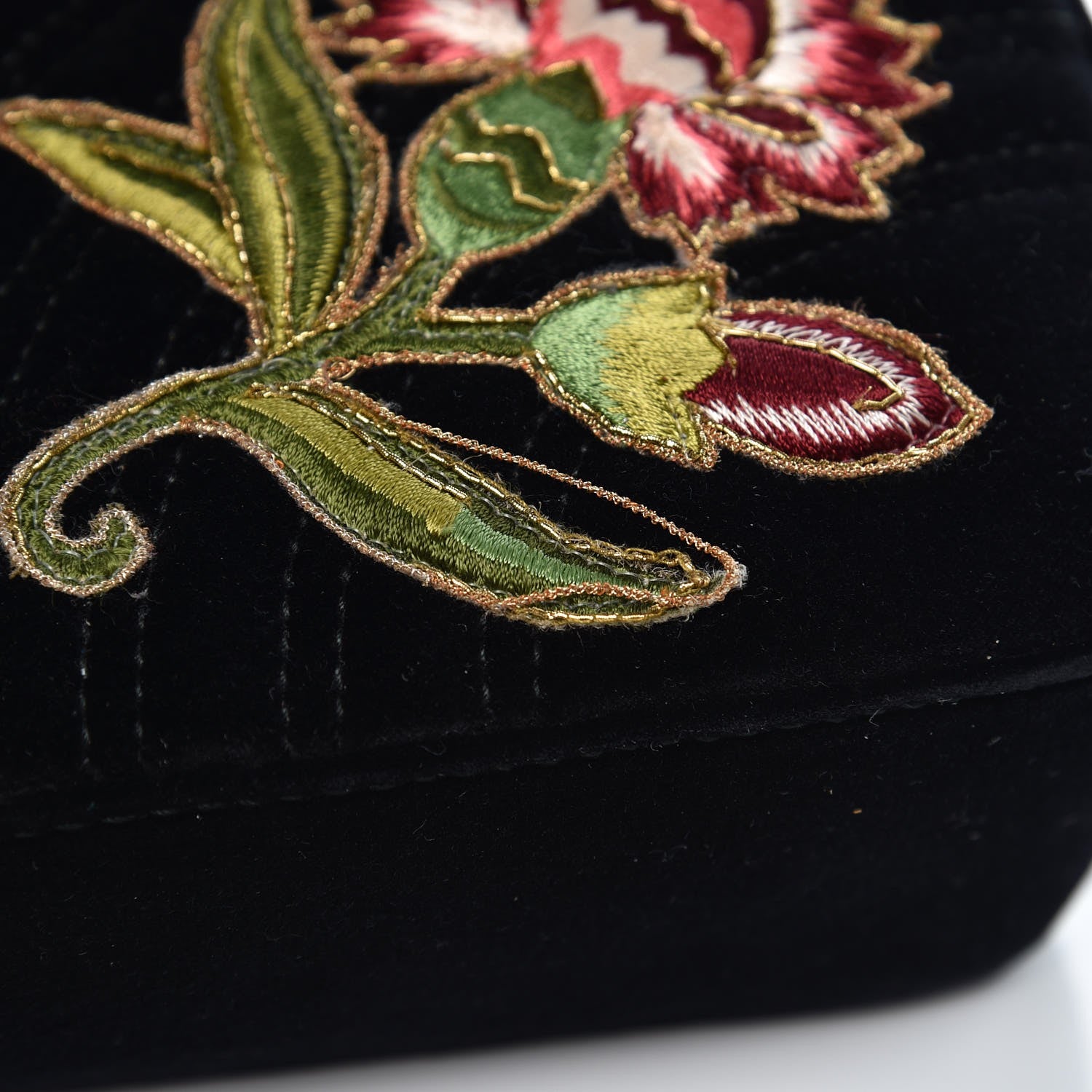 Gucci Velvet Matelasse Loved Embroidered Medium GG Marmont Shoulder Bag Black 15 of 16