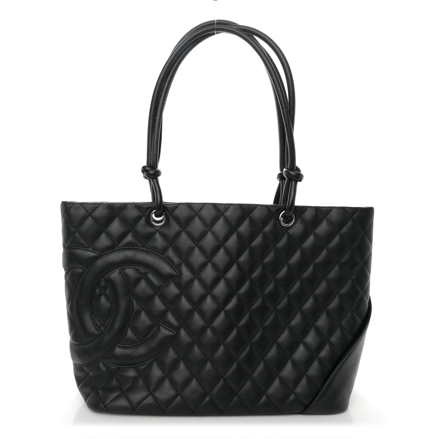 Calfskin Quilted Large Cambon Tote Black