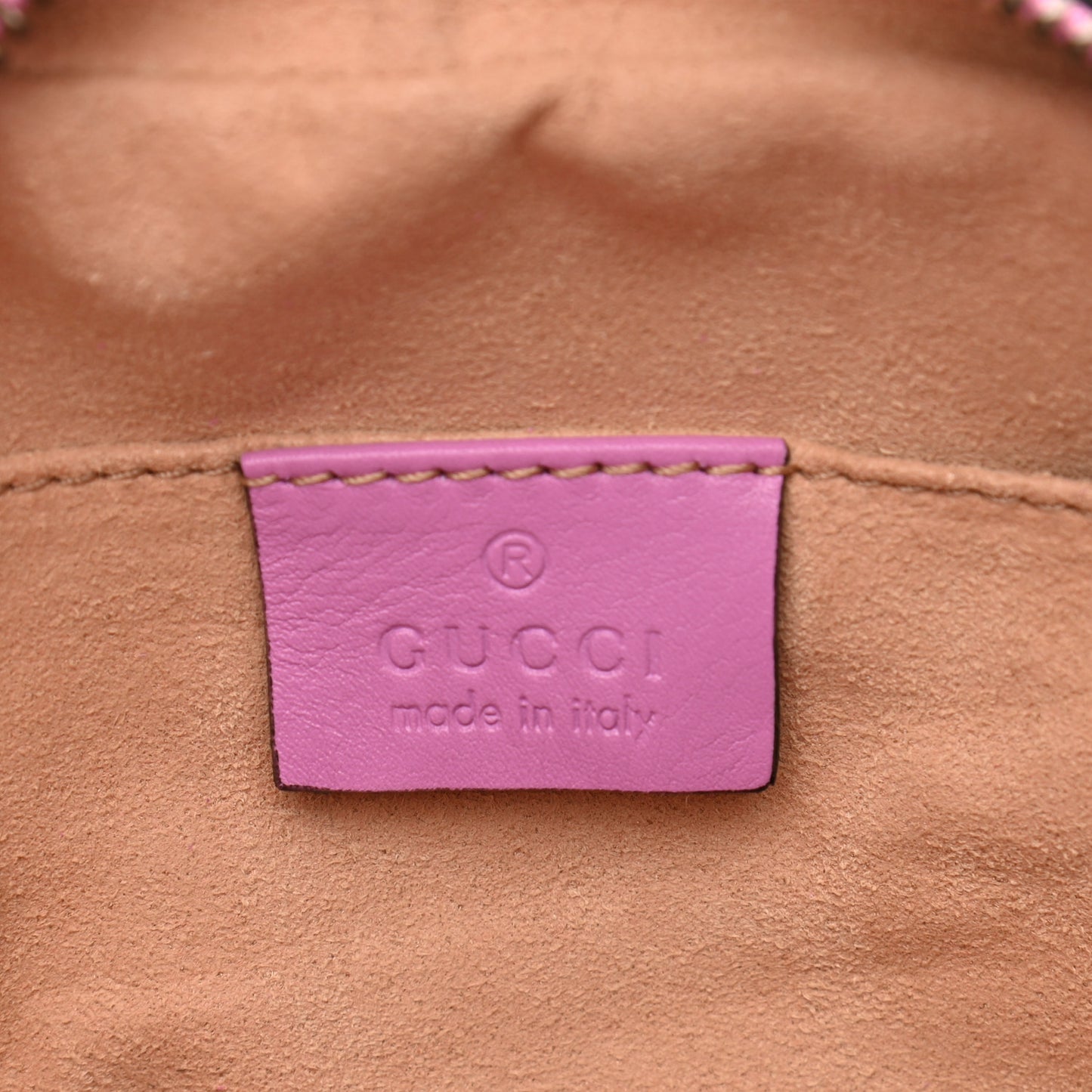 Calfskin Matelasse Mini GG Marmont Chain Shoulder Bag Candy Mousse