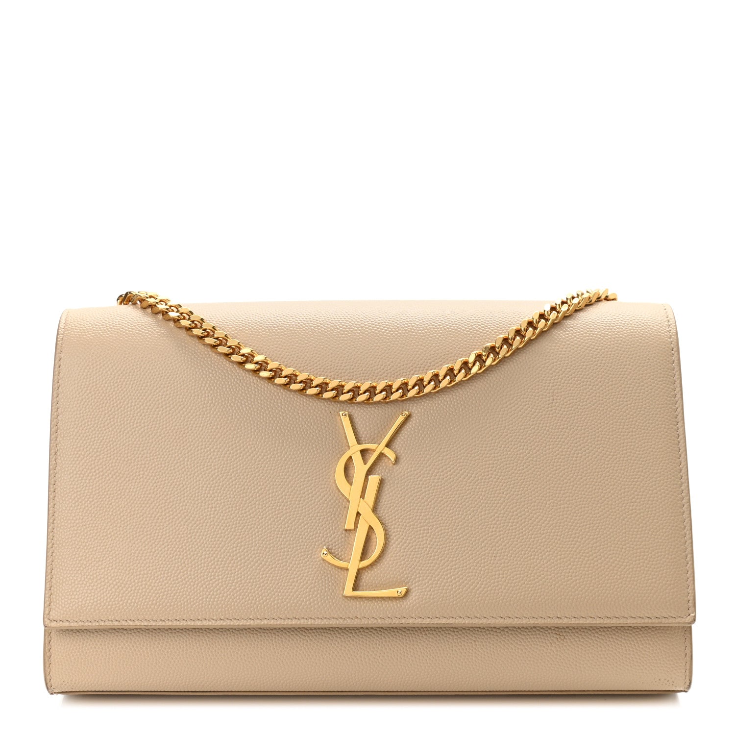Saint Laurent Grain De Poudre Medium Monogram Kate Satchel Dark Beige 1 of 10