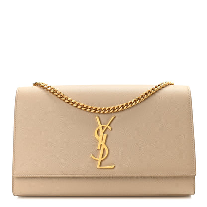 Saint Laurent Grain De Poudre Medium Monogram Kate Satchel Dark Beige 1 of 10