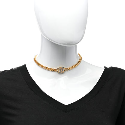 Chanel Crystal Chain Link CC Choker Necklace Gold 2 of 6