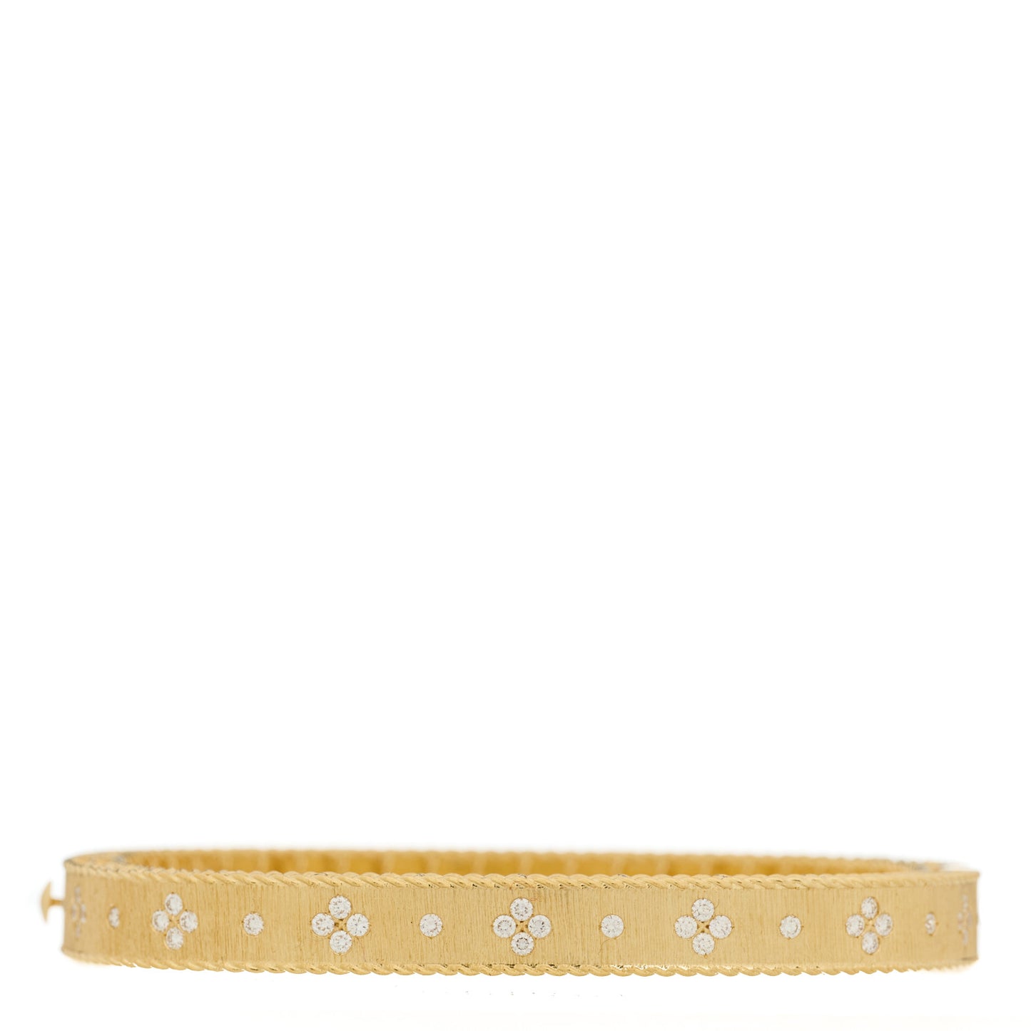 18K Yellow Gold Diamond Princess Satin Fleur De Lis Bangle Bracelet