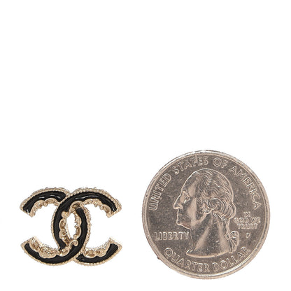 Chanel Enamel CC Baroque Earrings Black Gold 3 of 4