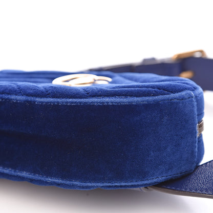 Gucci Velvet Matelasse GG Marmont Belt Bag 85 34 Cobalt Blue 10 of 10