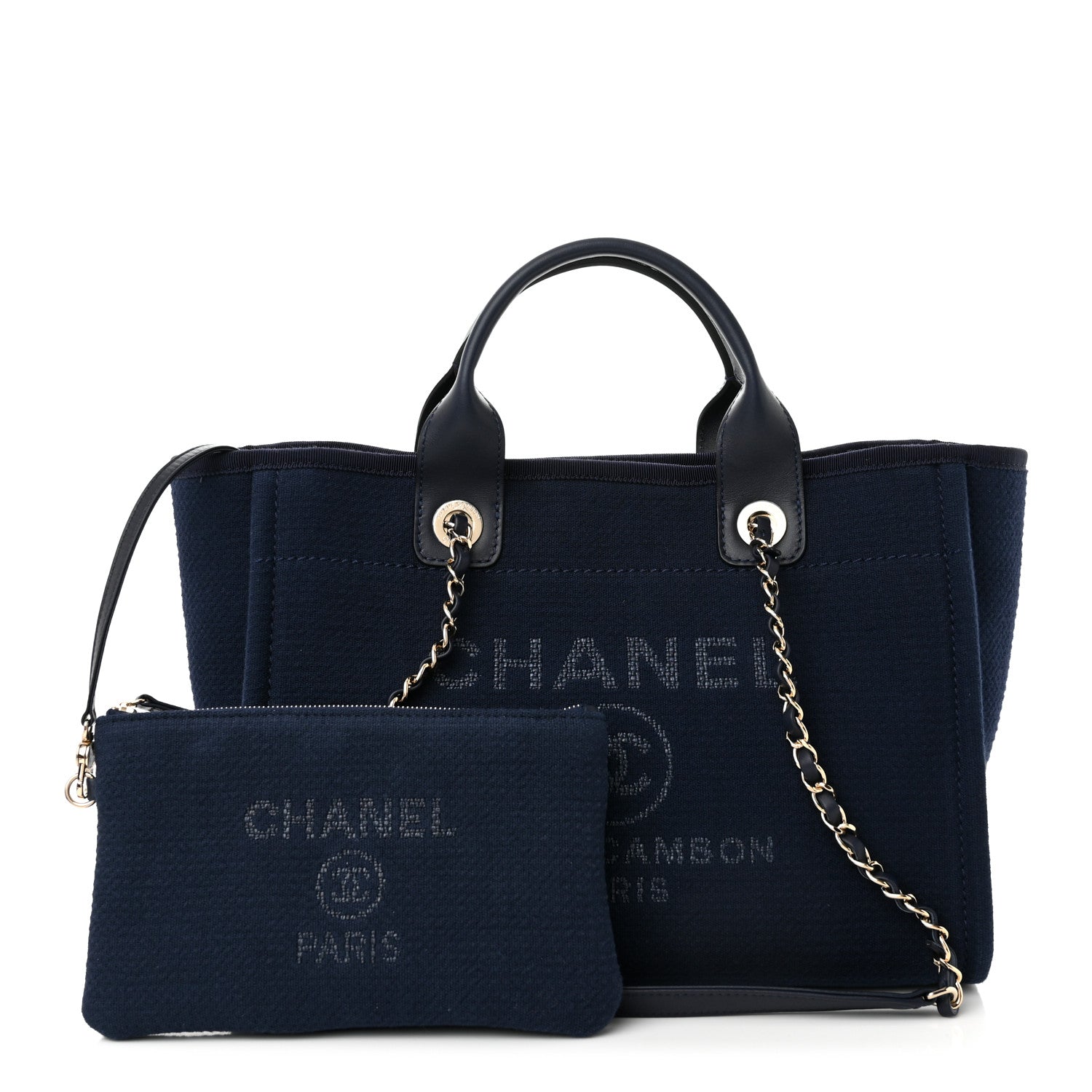 Chanel Mixed Fibers Small Deauville Tote Navy 1 of 12