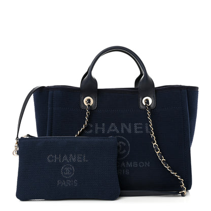 Chanel Mixed Fibers Small Deauville Tote Navy 1 of 12