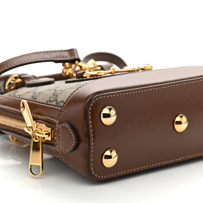 Gucci GG Supreme Monogram Azalea Calfskin Mini Horsebit 1955 Top Handle Bag Beige Ebony Brown Sugar 8 of 9