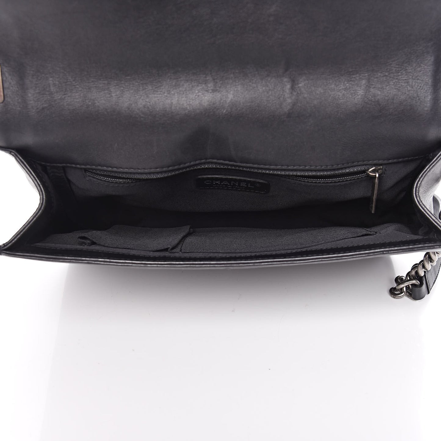 Calfskin Quilted Large Boy Flap Black