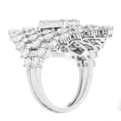 Parker & West by FASHIONPHILE 18K White Gold Diamond 2.95ctw Round Baguette Cut Cocktail Ring 53 6.5 6 of 8