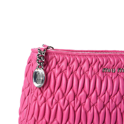 Miu Miu Nappa Matelasse Crystal Zip Top Clutch Fuxia 9 of 9