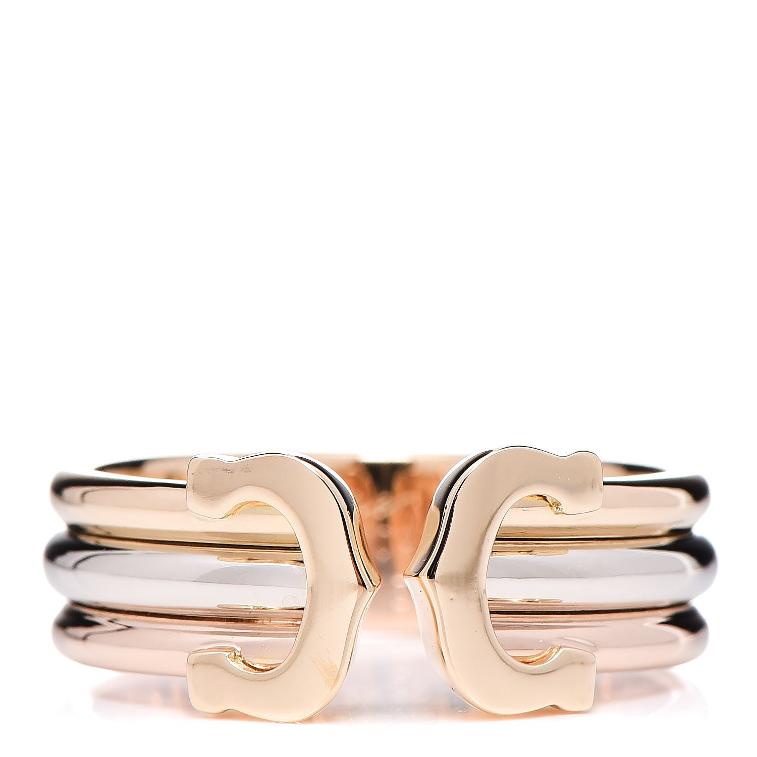 Tiffany CARTIER 18K Pink Yellow White Gold C De Cartier Ring 51 5.75 1 of 4