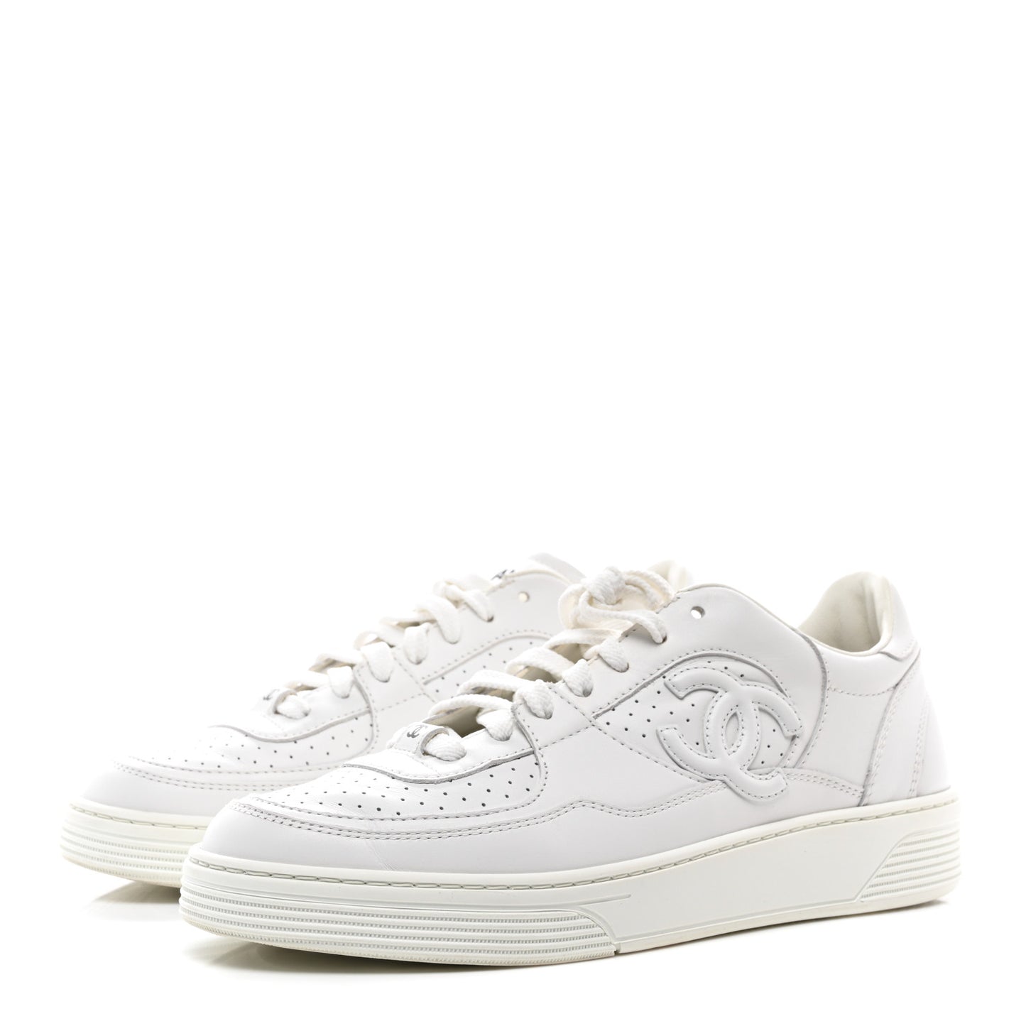 Calfskin CC Womens Sneakers 39 White
